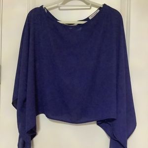 Deep Blue X Back Butterfly Sleeve Top